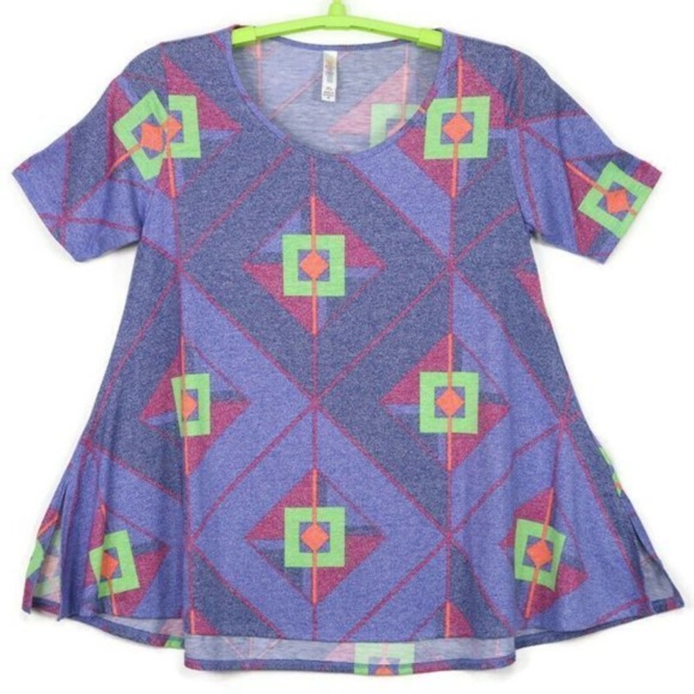 LuLaRoe Perfect T Tee T-Shirt Shirt Tunic Blue Pink Green M‎ Medium